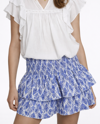 Jupe-short léopard femme – Taille smockée & volants
