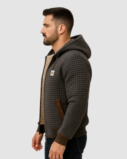 Veste Matelassée à Capuche Doublée Sherpa pour Homme