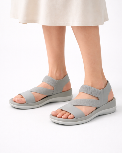 Sandales Femme Compensées à Brides Croisées avec Bride Arrière et Semelle Épaisse
