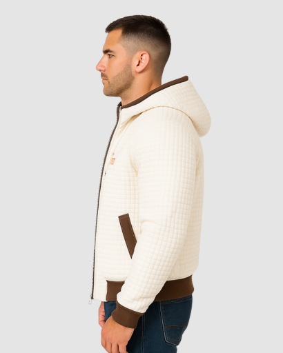 Veste Matelassée à Capuche Doublée Sherpa pour Homme