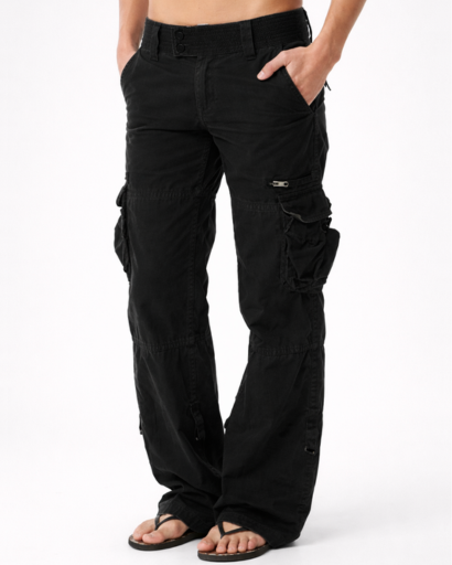Pantalon cargo femme coupe large poches multiples style casual