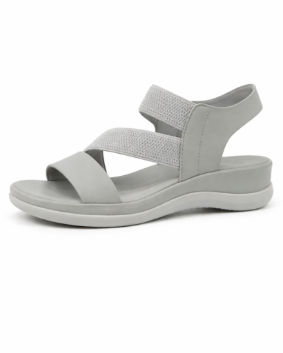 Sandales Femme Compensées à Brides Croisées avec Bride Arrière et Semelle Épaisse