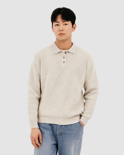 Pull à Col Polo Homme – Élégance Décontractée et Confort Quotidien