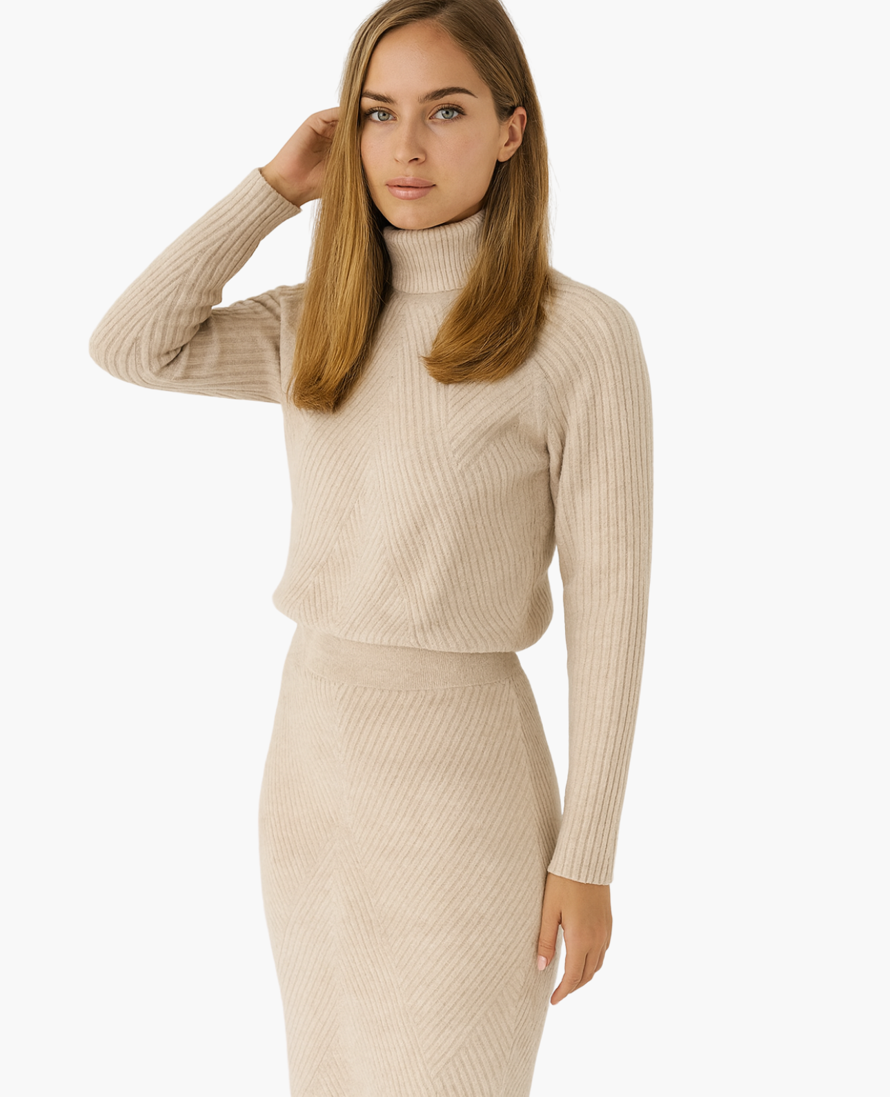 Robe Femme Mi-Longue Ajustée – Col Montant & Silhouette Élégante