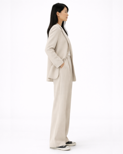 Ensemble Tailleur Femme Blazer Structuré & Pantalon Fluide – Bureau Chic | Invitée de Mariage & Élégance