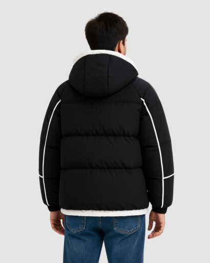 Doudoune Homme Matelassée à Capuche – Style Bicolore Sport
