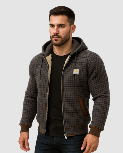 Veste Matelassée à Capuche Doublée Sherpa pour Homme