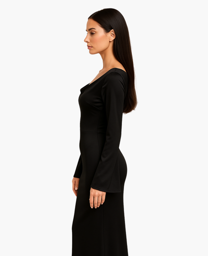 Robe Maxi Femme Satinée Coupe Ajustée – Dos-Nu Élégant | Soirée & Invitée de Mariage