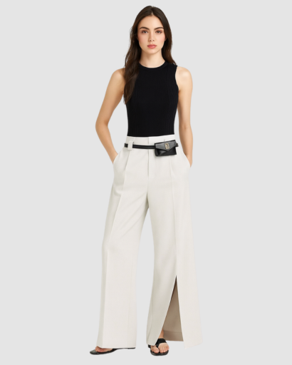 Pantalon Large Fendu pour Femme – Élégance Moderne et Confort Quotidien