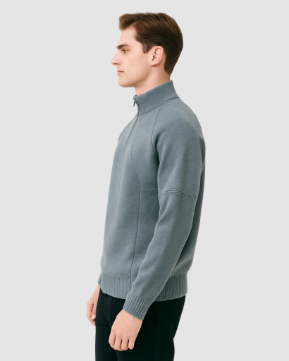 Pull Col Demi-Zip Homme – Maille Confort Structurée