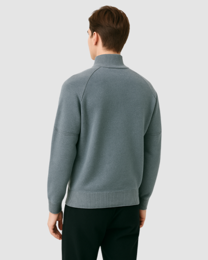 Pull Col Demi-Zip Homme – Maille Confort Structurée