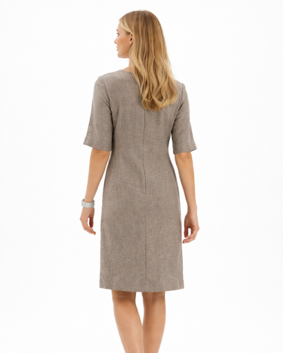 Robe droite femme manches 3/4 col fendu avec poches