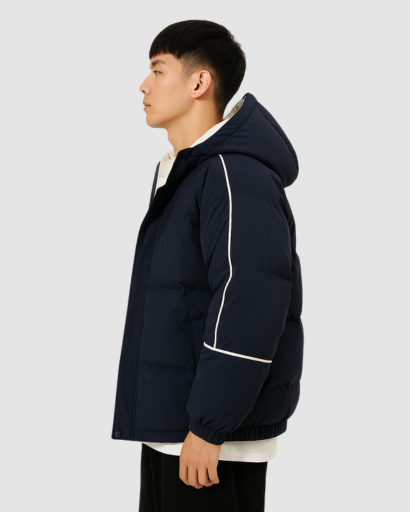 Doudoune Homme Matelassée à Capuche – Style Bicolore Sport