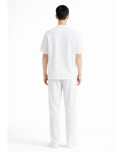 Ensemble homme col fendu à manches courtes et pantalon droit