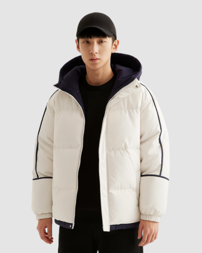 Doudoune Homme Matelassée à Capuche – Style Bicolore Sport