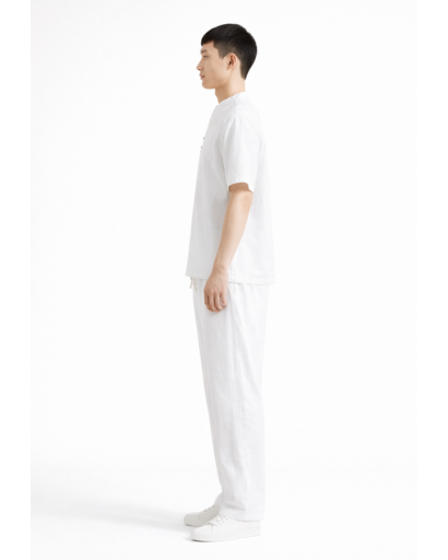 Ensemble homme col fendu à manches courtes et pantalon droit