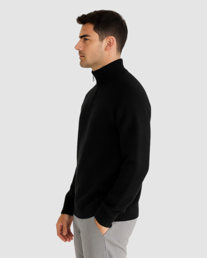 Pull Col Demi-Zip Homme – Maille Confort Structurée