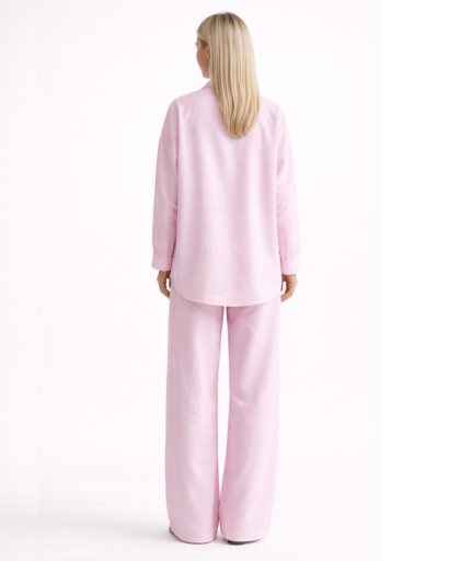 Ensemble en lin brun femme – Chemise oversize & pantalon large  Description
