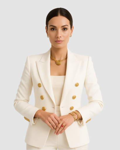 Veste Blazer à Boutons Dorés | Élégance Structurée et Chic Intemporel