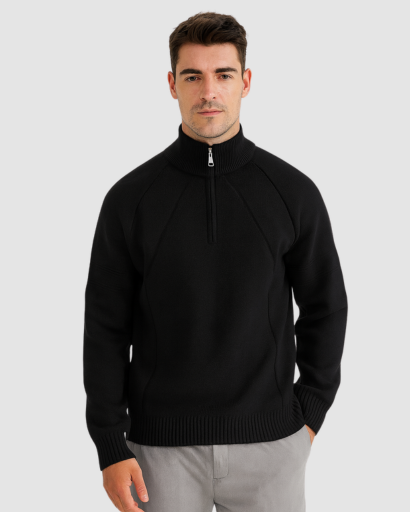 Pull Col Demi-Zip Homme – Maille Confort Structurée