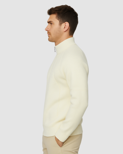 Pull Col Demi-Zip Homme – Maille Confort Structurée