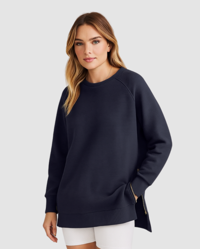 Sweat Oversize Femme à Fermetures Éclair Latérales – Confort Décontracté et Moderne
