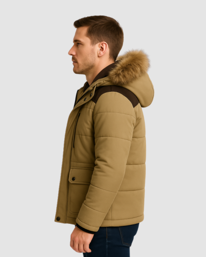 Parka Hiver Homme avec Capuche et Fausse Fourrure – Chaleur et Élégance