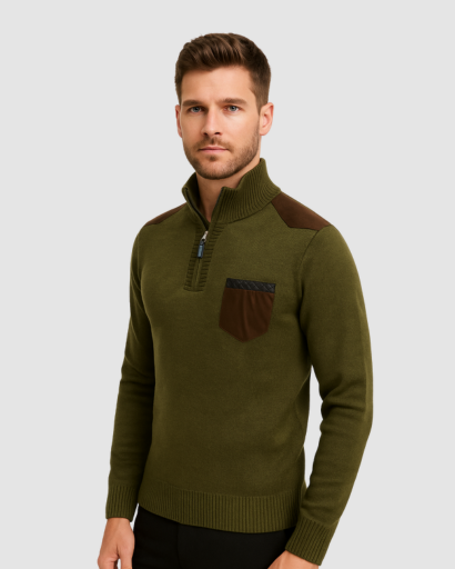 Pull à Col Zippé Homme | Design Structuré et Détails Contrastés