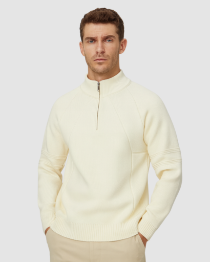 Pull Col Demi-Zip Homme – Maille Confort Structurée