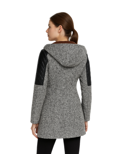 Manteau Femme Style Motard avec Capuche – Look Moderne pour Hiver