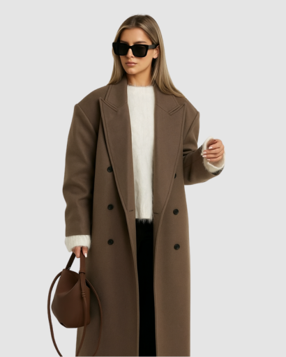 Manteau Long Oversize Femme – Élégance Structurée et Intemporelle