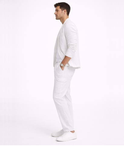 Ensemble homme décontracté veste légère et pantalon coupe droite