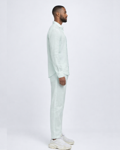 Ensemble homme 2 pièces – chemise col tunisien et pantalon coupe droite