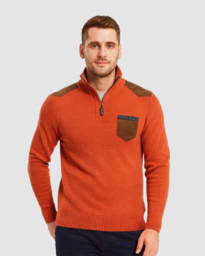 Pull à Col Zippé Homme | Design Structuré et Détails Contrastés