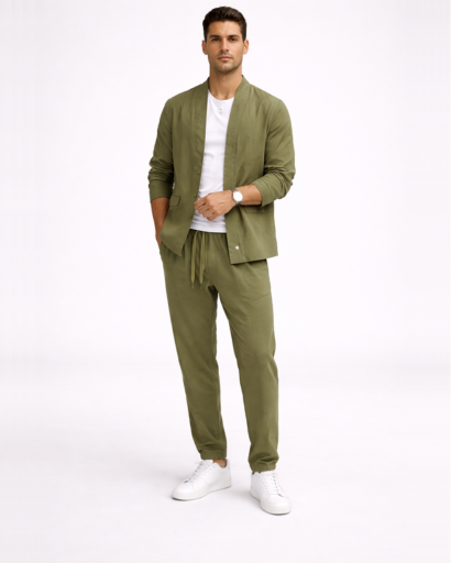 Ensemble homme décontracté veste légère et pantalon coupe droite