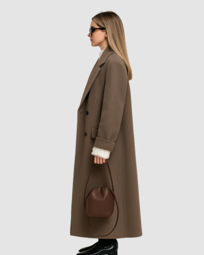 Manteau Long Oversize Femme – Élégance Structurée et Intemporelle
