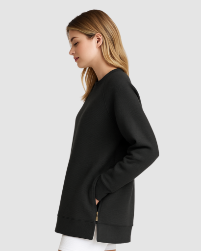 Sweat Oversize Femme à Fermetures Éclair Latérales – Confort Décontracté et Moderne