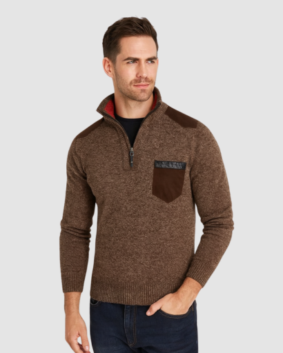 Pull à Col Zippé Homme | Design Structuré et Détails Contrastés