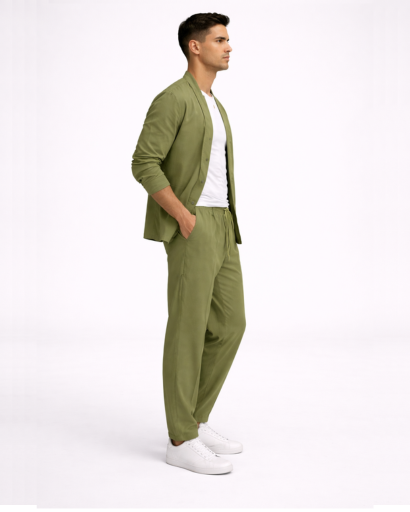 Ensemble homme décontracté veste légère et pantalon coupe droite