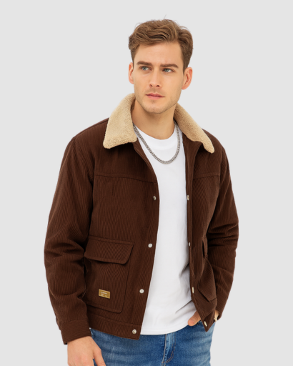 Veste Homme en Velours Côtelé avec Doublure Polaire – Style Urbain et Chaleur Garantie
