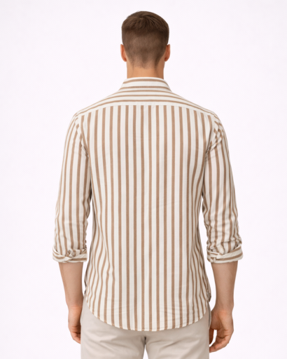 Chemise homme à rayures verticales – col classique et poche poitrine