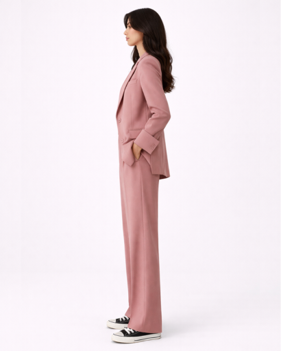 Ensemble Tailleur Femme Blazer Structuré & Pantalon Fluide – Bureau Chic | Invitée de Mariage & Élégance