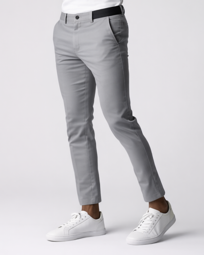 Pantalon chino slim homme – poches italiennes, passants et fermeture boutonnée