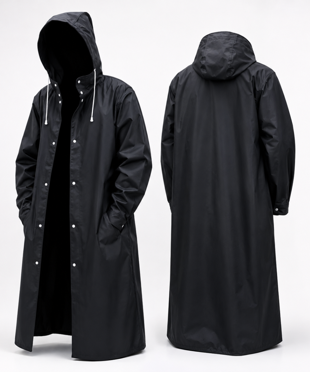 Imperméable Long Femme Noir Elégant