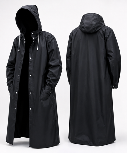 Imperméable Long Femme Noir Elégant