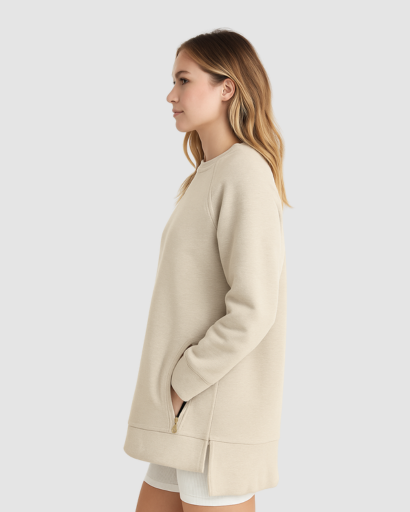 Sweat Oversize Femme à Fermetures Éclair Latérales – Confort Décontracté et Moderne