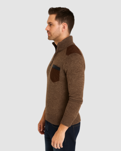 Pull à Col Zippé Homme | Design Structuré et Détails Contrastés