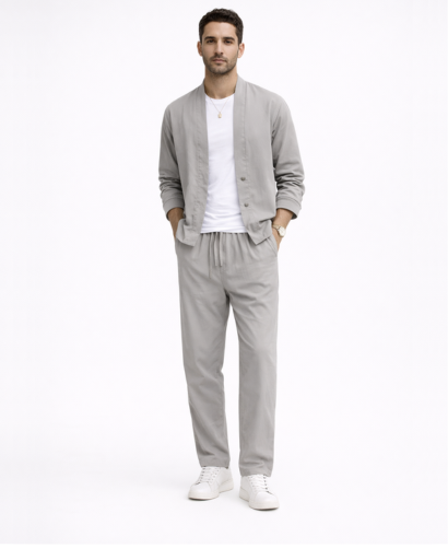 Ensemble homme décontracté veste légère et pantalon coupe droite