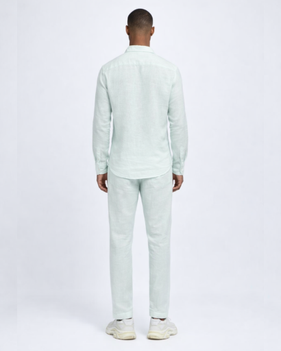 Ensemble homme 2 pièces – chemise col tunisien et pantalon coupe droite