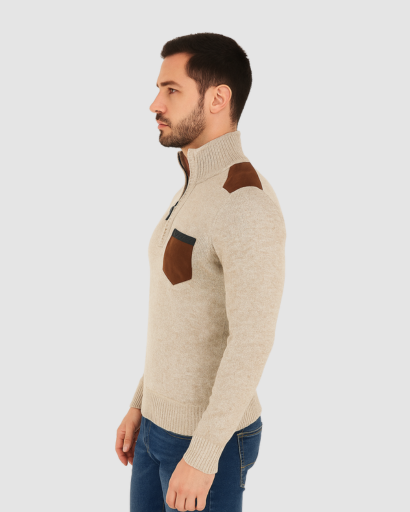 Pull à Col Zippé Homme | Design Structuré et Détails Contrastés